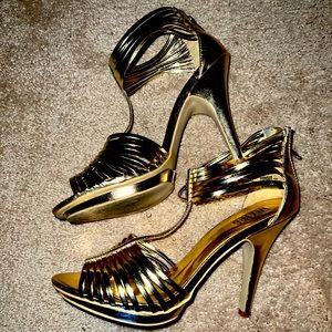 Shiny gold heels! Worn once!